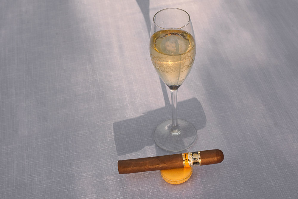 Oysters, caviar, champagne and cigars corner